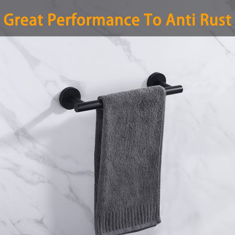 Nolimas Matte Black Bath Hand Towel Bar Single Bars Towel Rack Rod Classic Wall Mounted Stainless Steel Bathroom Towel Bar Toilet Kitchen Towel Shelf Single Layer,9inch - Image 4